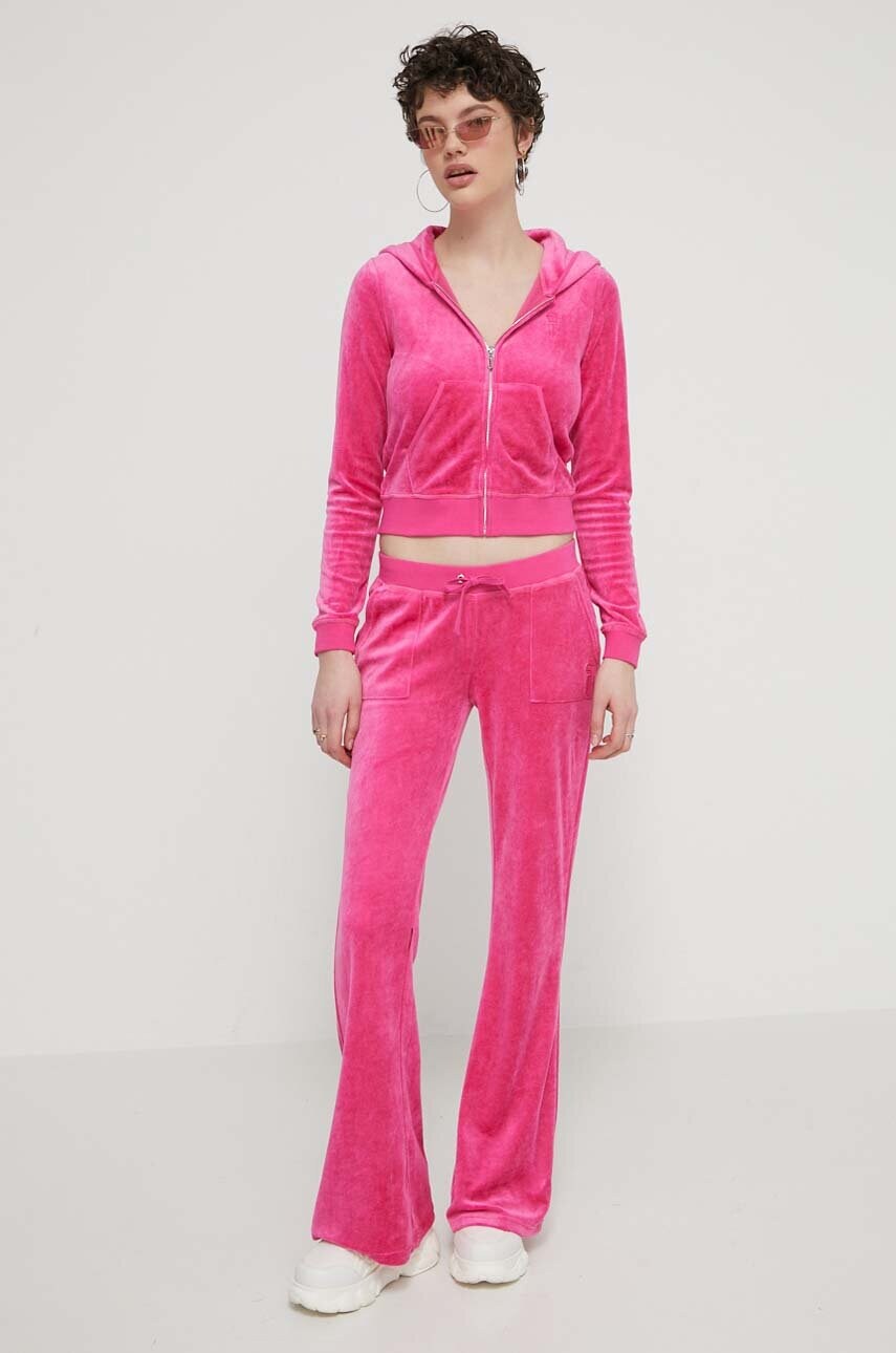 Кофта Juicy Couture жіноча колір рожевий з капюшоном з аплікацією