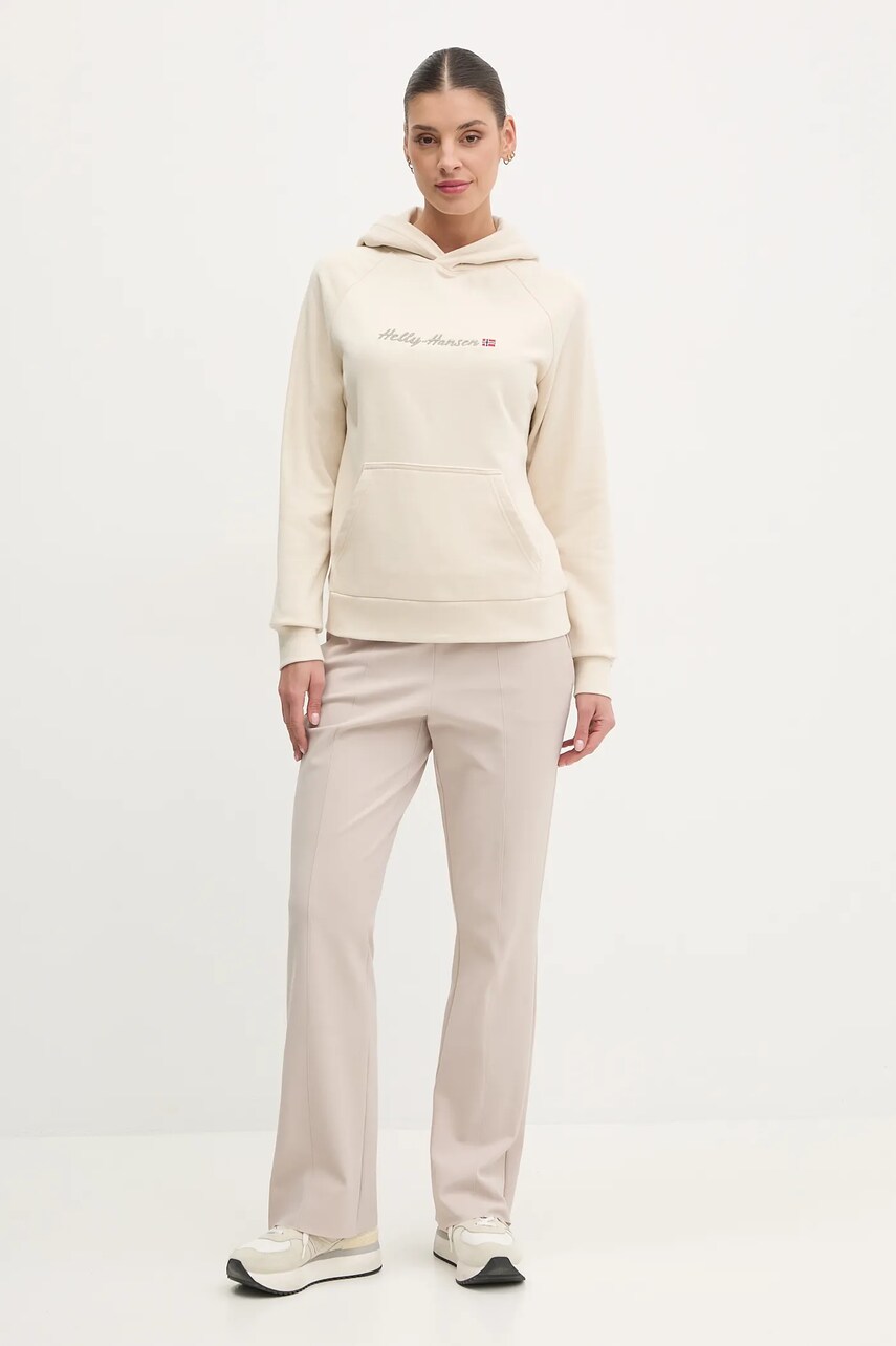 Кофта Helly Hansen жіноча колір бежевий з капюшоном з аплікацією 54239