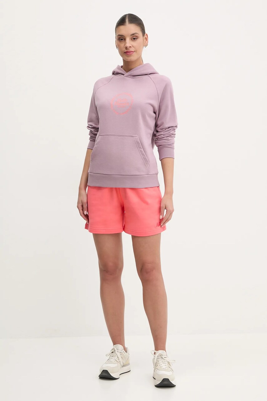 Кофта Helly Hansen жіноча колір рожевий з капюшоном з аплікацією 54239