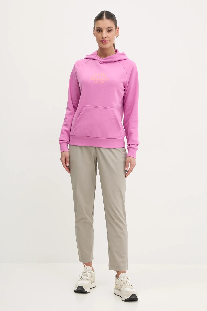 Кофта Helly Hansen жіноча колір фіолетовий з капюшоном з аплікацією 54239