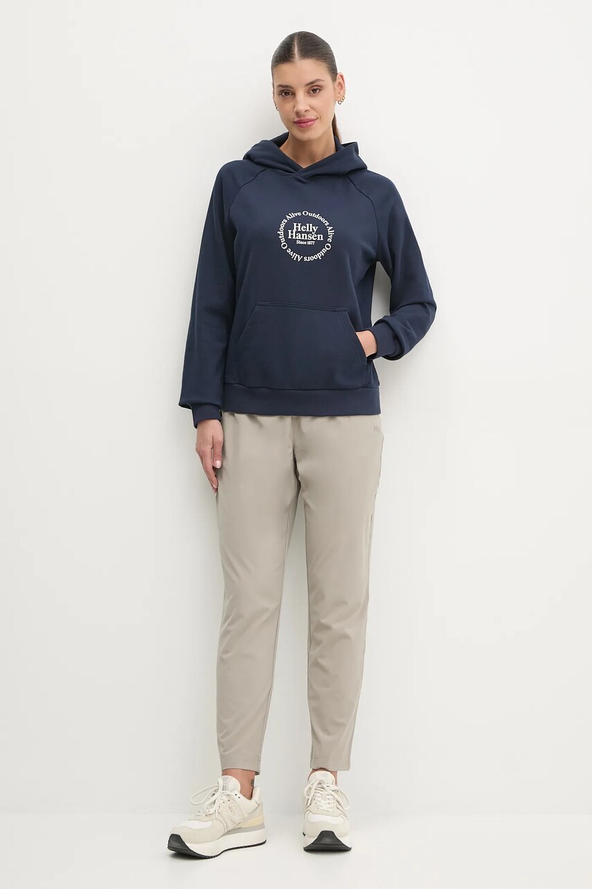 Кофта Helly Hansen жіноча колір синій з капюшоном з аплікацією 54239