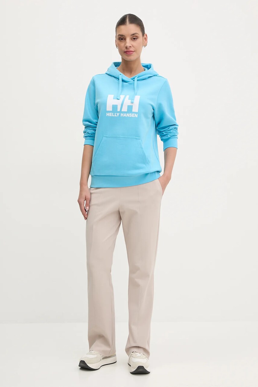 Бавовняна кофта Helly Hansen HH LOGO 2.0 жіноча з капюшоном з принтом 34460