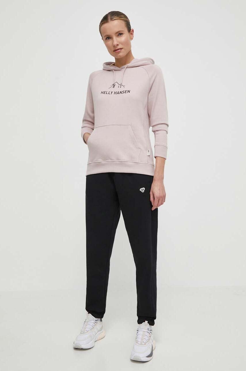 Кофта Helly Hansen жіноча колір рожевий з капюшоном з принтом 63427