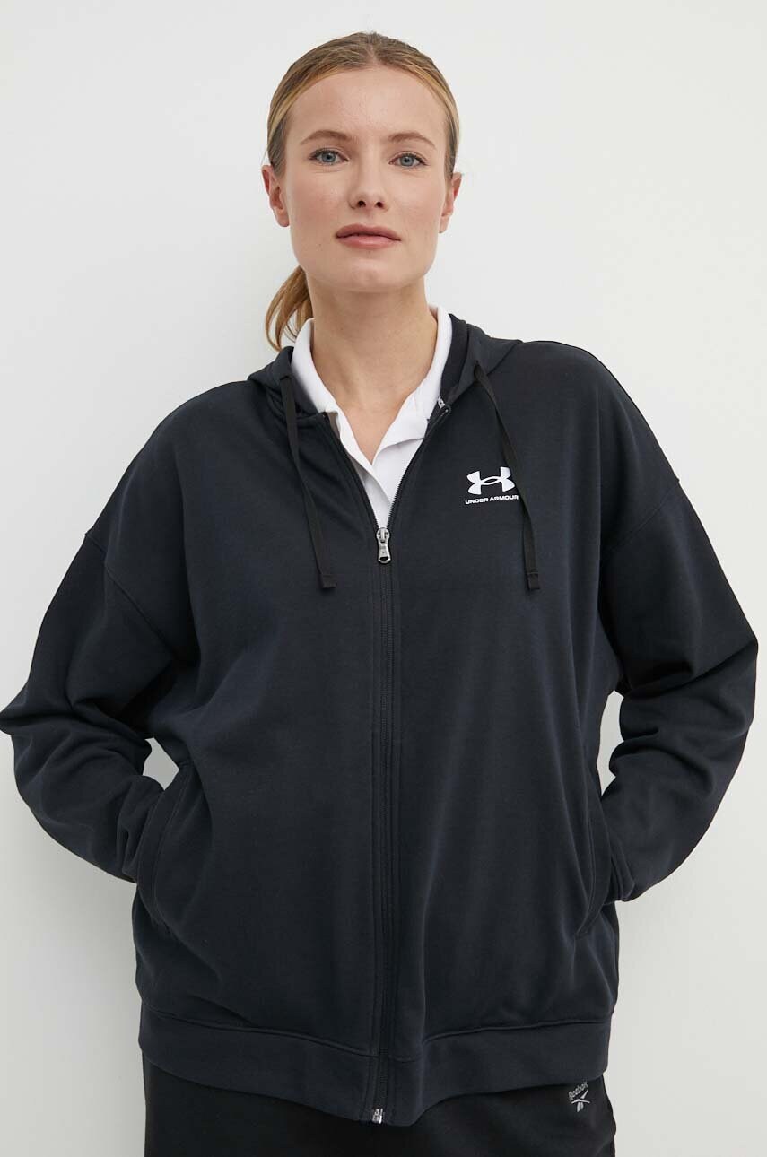 Купити Кофта Under Armour жіноча колір чорний з капюшоном однотонна – головне зображення