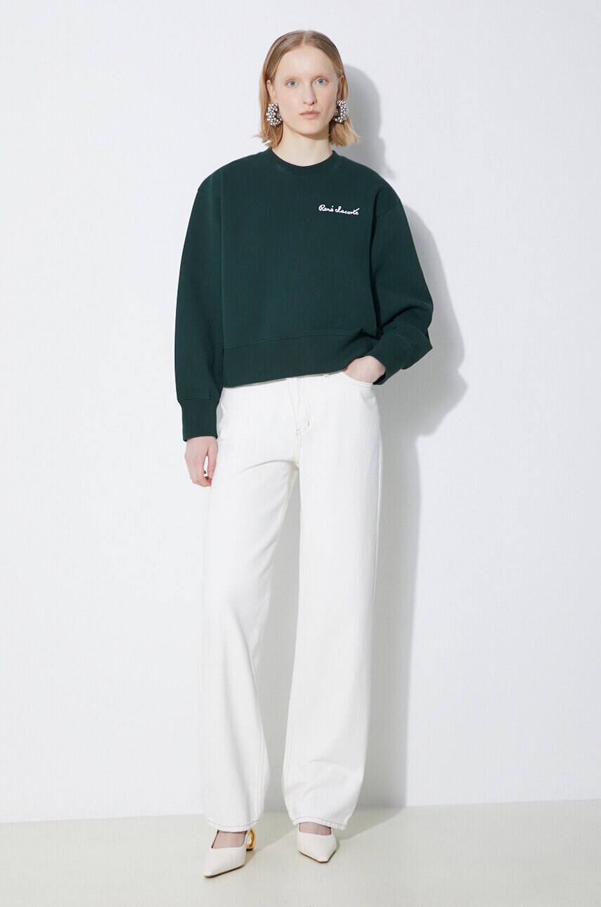 Кофта Lacoste жіноча колір зелений однотонна SF7261