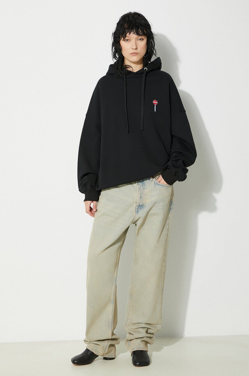 Бавовняна кофта Fiorucci Black Lollipop Patch Hoodie колір чорний з капюшоном з аплікацією M01FPSHO092CJ05BK01