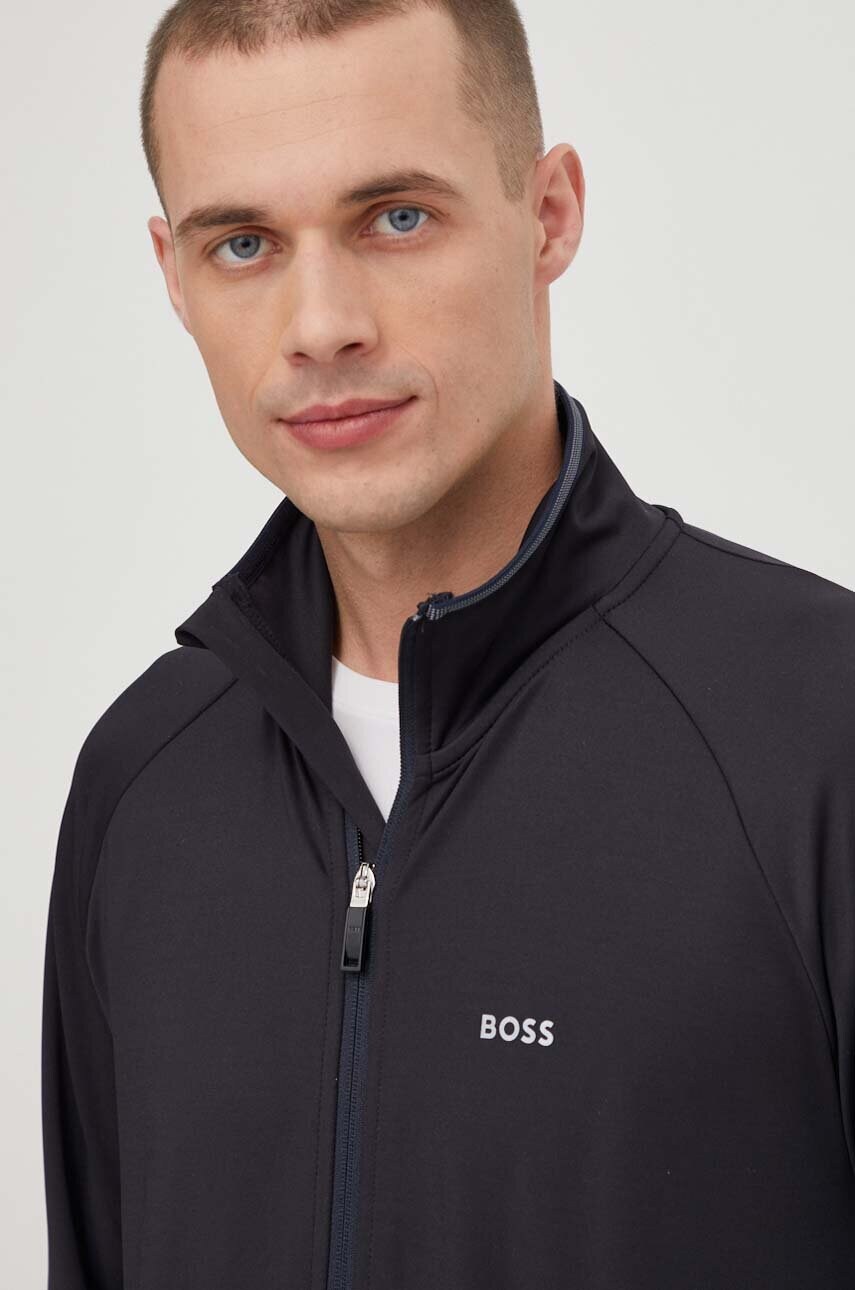 Кофта Boss Green чоловіча колір чорний однотонна
