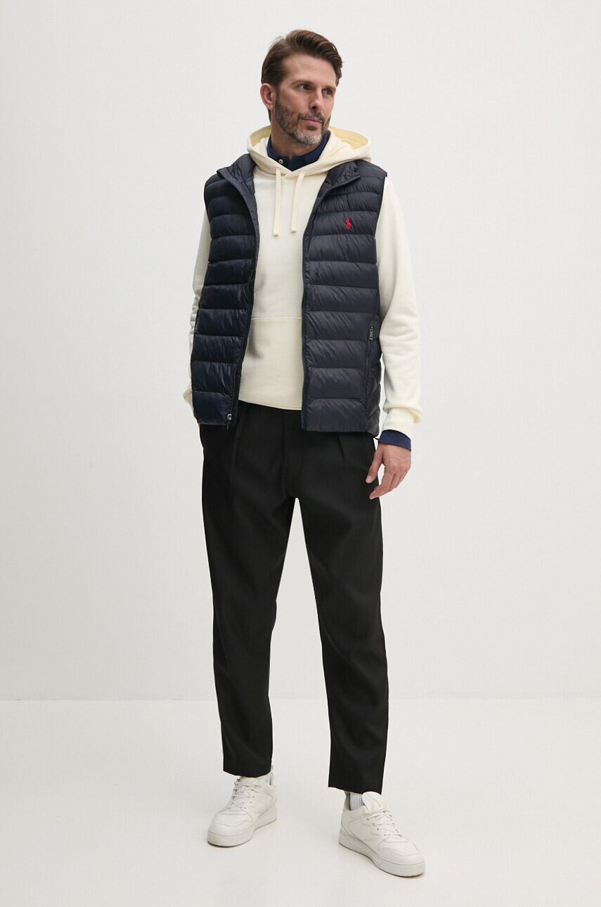 Бавовняна кофта Polo Ralph Lauren чоловіча колір бежевий з капюшоном однотонна 710916690