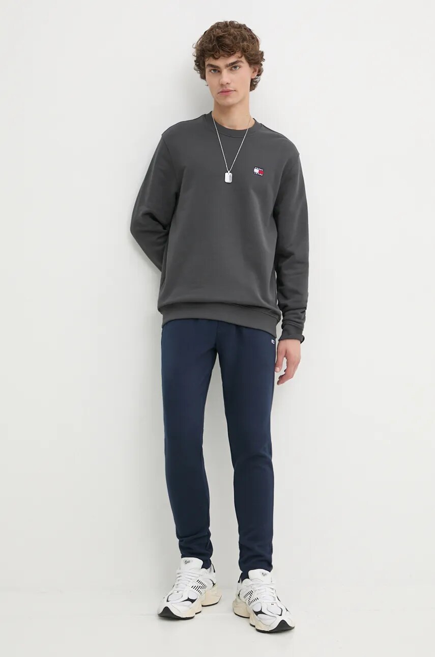 Бавовняна кофта Tommy Jeans чоловіча колір сірий однотонна