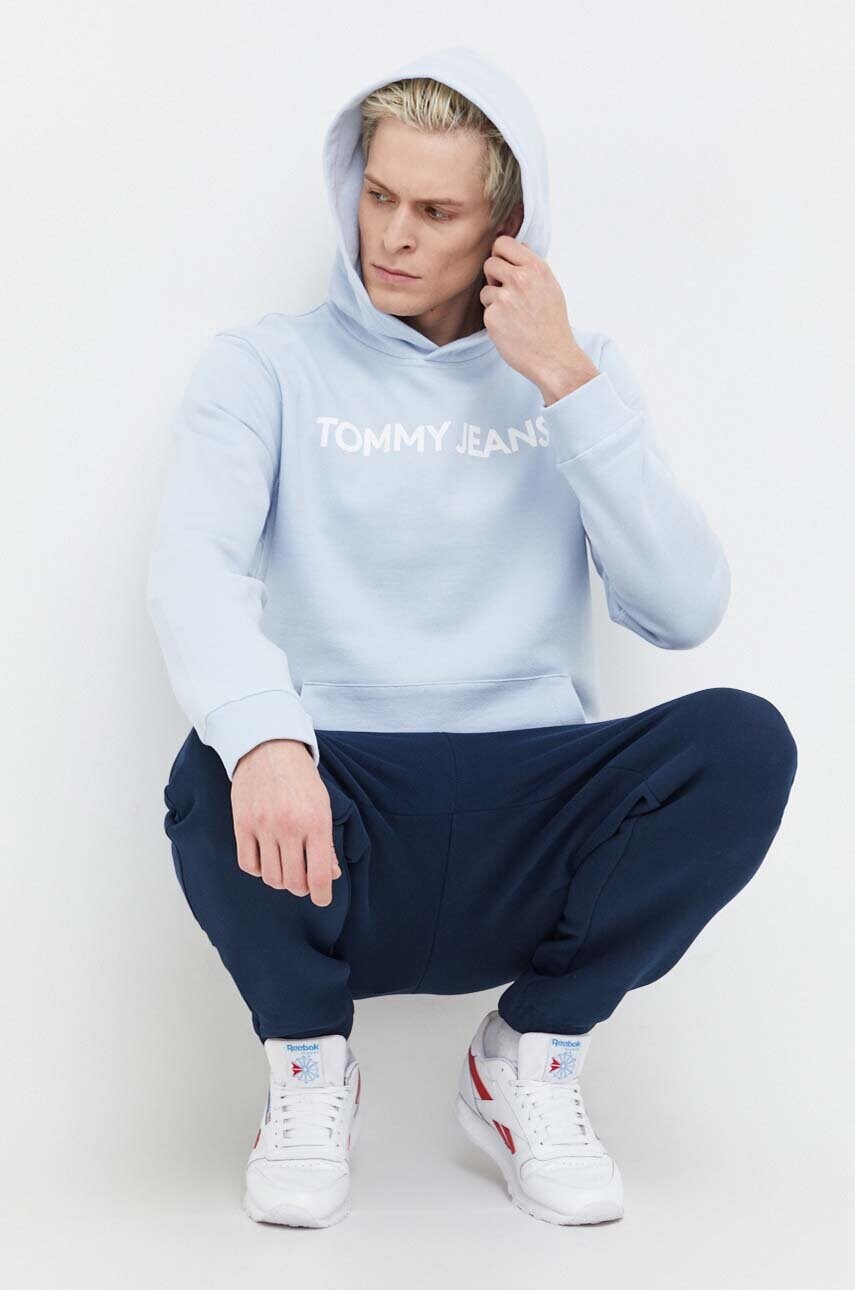 Бавовняна кофта Tommy Jeans чоловіча з капюшоном з принтом
