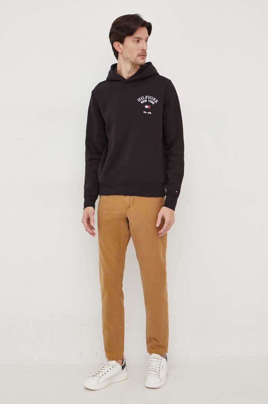 Кофта Tommy Hilfiger чоловіча колір чорний з капюшоном з принтом