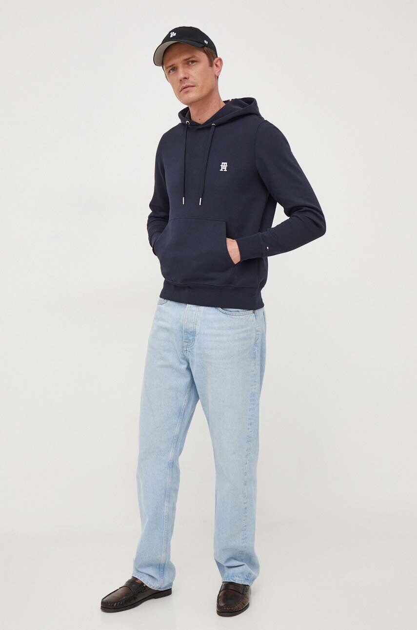 Кофта Tommy Hilfiger чоловіча колір синій з капюшоном однотонна