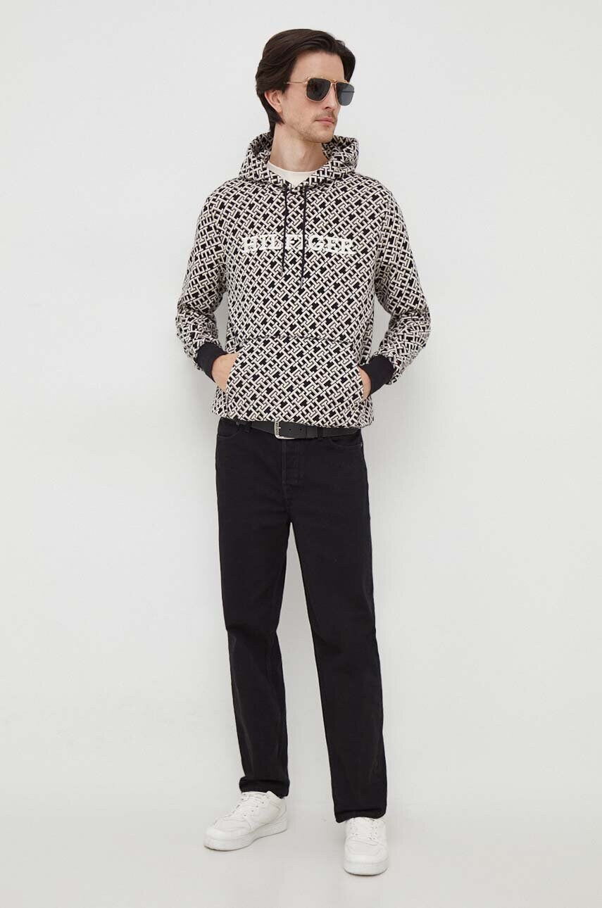 Кофта Tommy Hilfiger чоловіча колір чорний з капюшоном візерунок