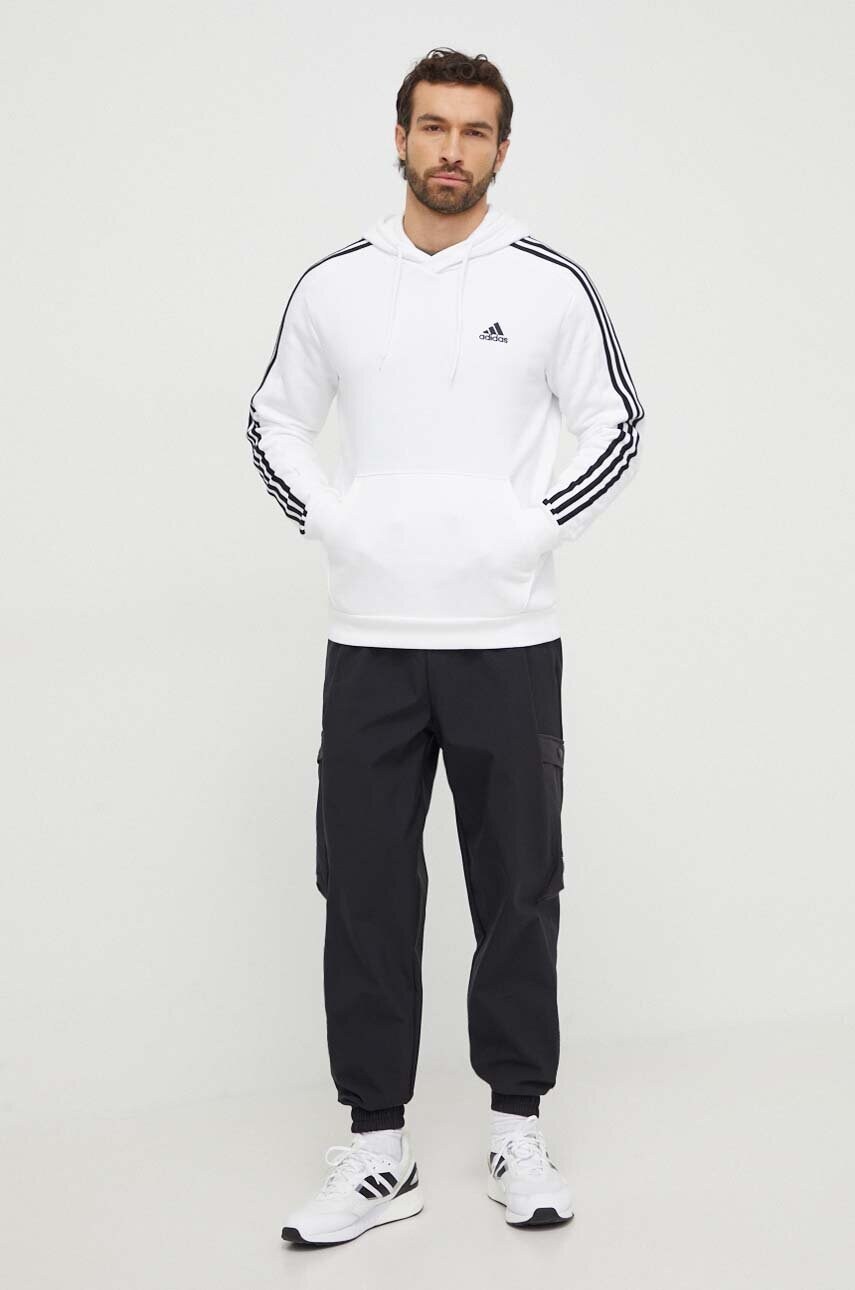 Кофта adidas чоловіча колір білий з капюшоном з аплікацією