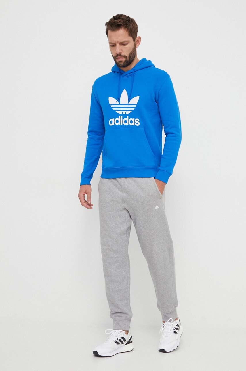 Купити Бавовняна кофта adidas Originals Adicolor Classics Trefoil чоловіча з капюшоном з принтом IM9410 – головне зображення