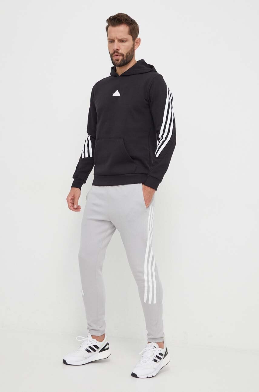 Кофта adidas чоловіча колір чорний з капюшоном з принтом