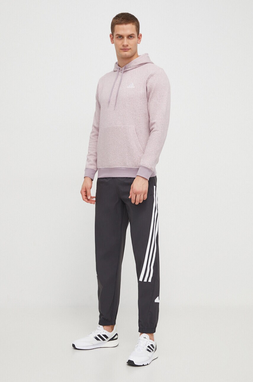 Кофта adidas чоловіча колір рожевий з капюшоном меланж