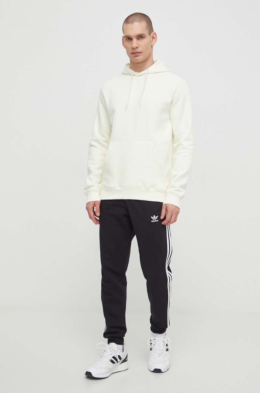 Кофта adidas Originals Trefoil Essentials Hoody чоловіча колір бежевий з капюшоном однотонна IR7790