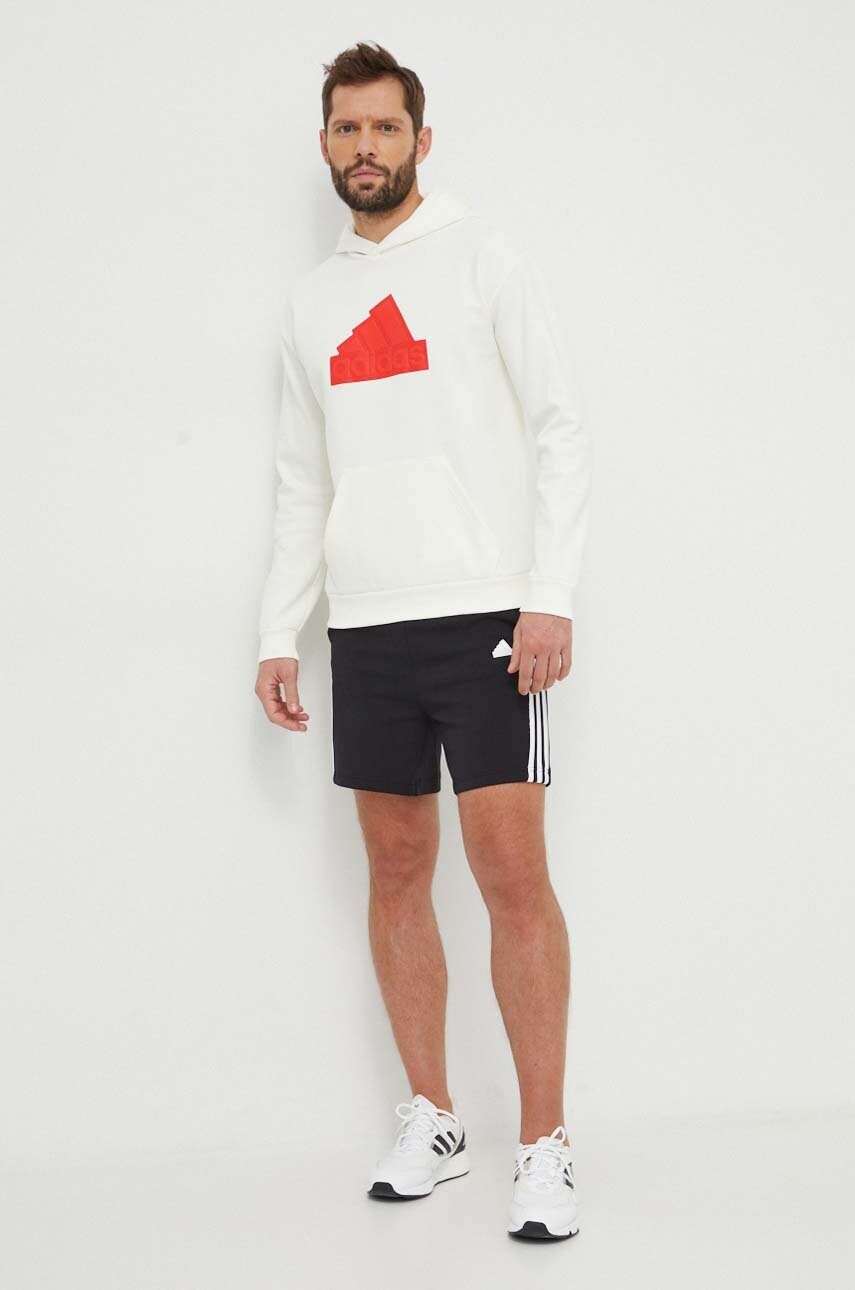 Кофта adidas чоловіча колір бежевий з капюшоном з аплікацією