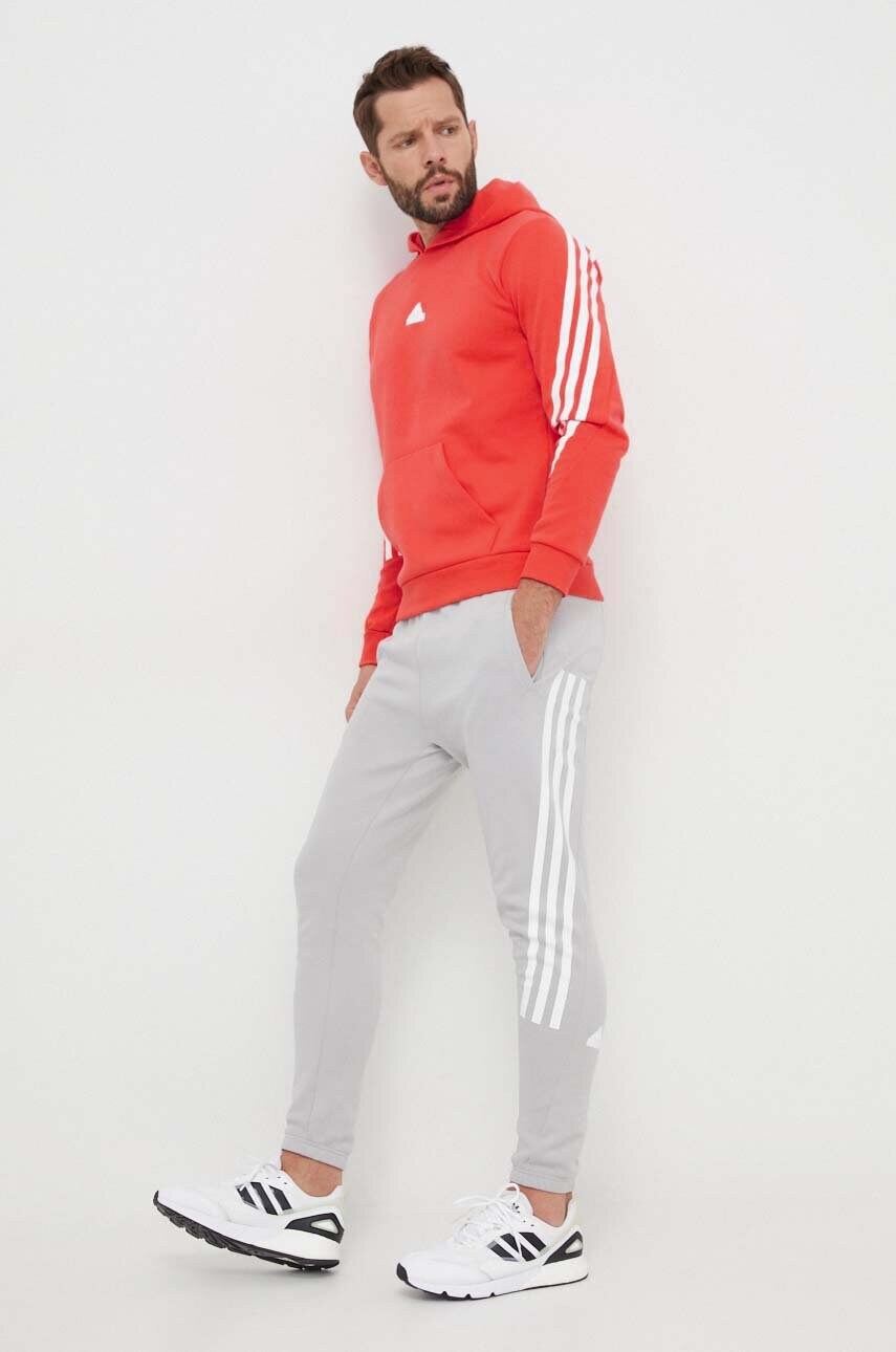 Кофта adidas чоловіча колір червоний з капюшоном з принтом