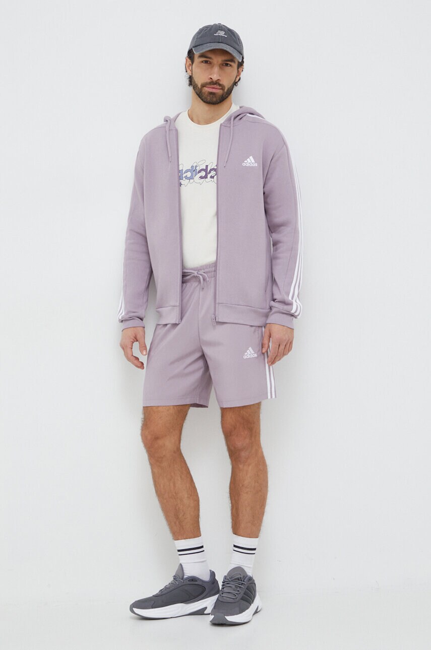 Кофта adidas чоловіча колір фіолетовий з капюшоном з аплікацією