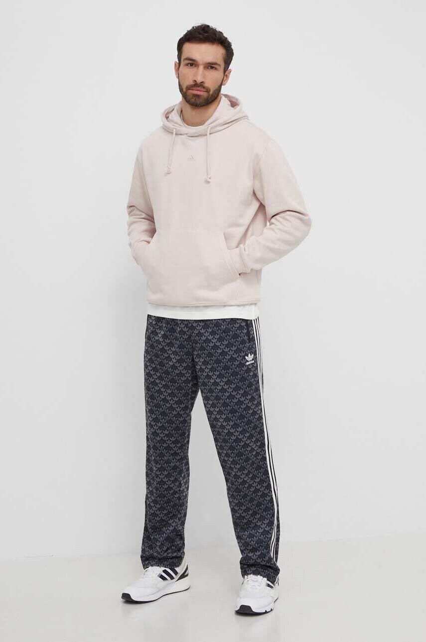 Кофта adidas чоловіча колір рожевий з капюшоном однотонна IX3954