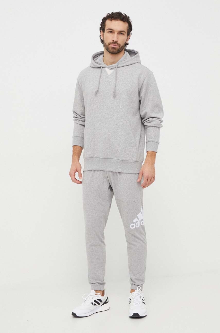 Кофта adidas чоловіча колір сірий з капюшоном меланж