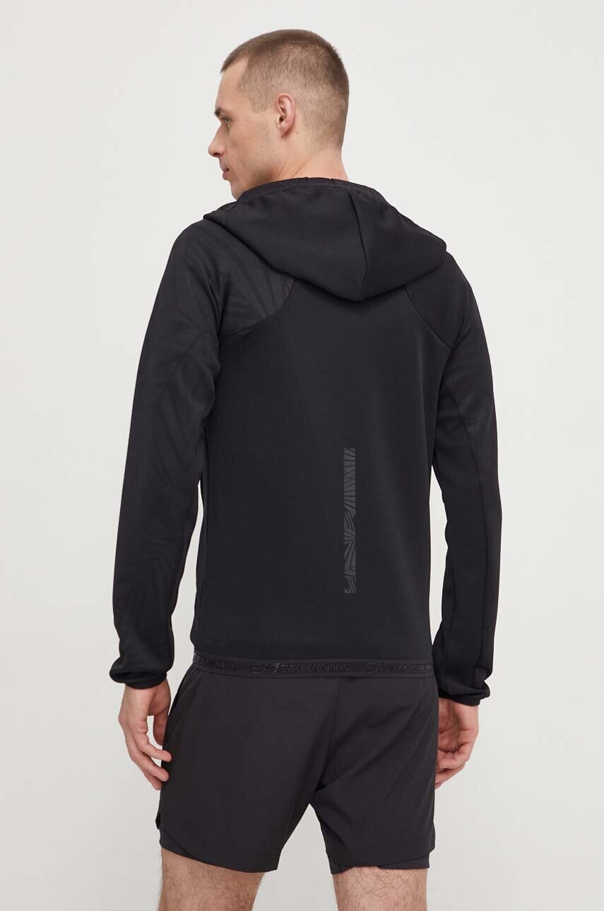 Кофта EA7 Emporio Armani чоловіча колір чорний з капюшоном з принтом