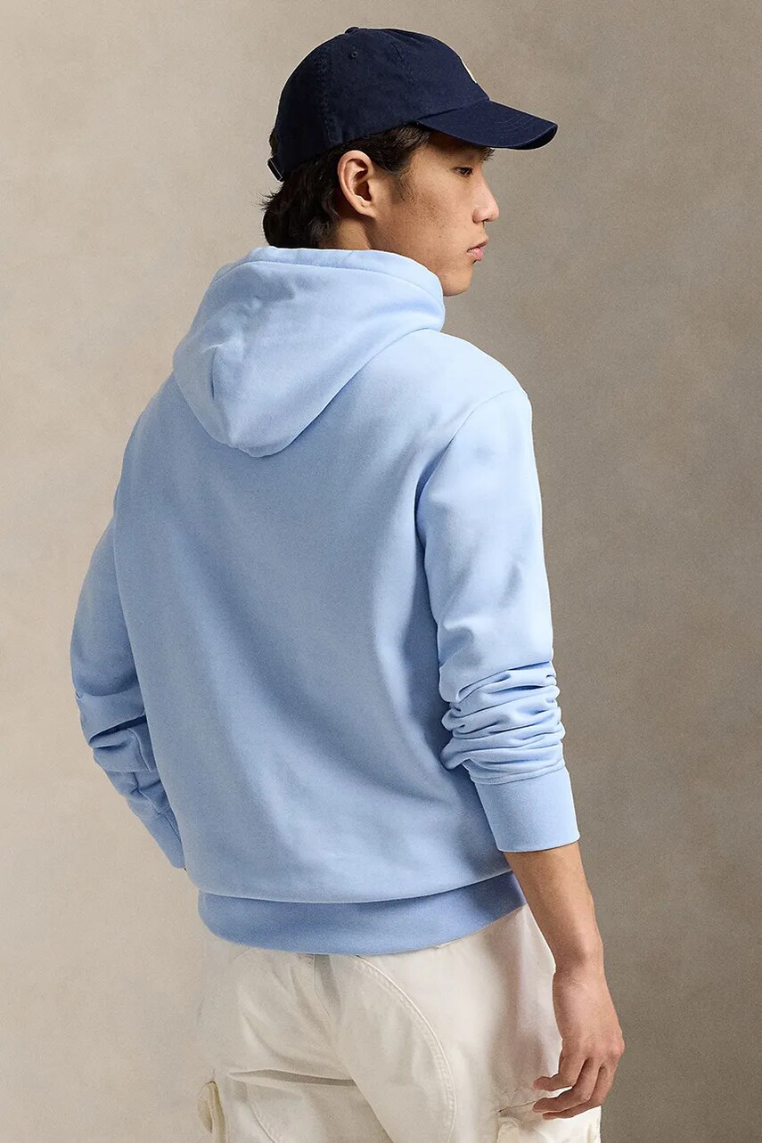 Кофта Polo Ralph Lauren чоловіча колір білий з капюшоном з принтом 710938447