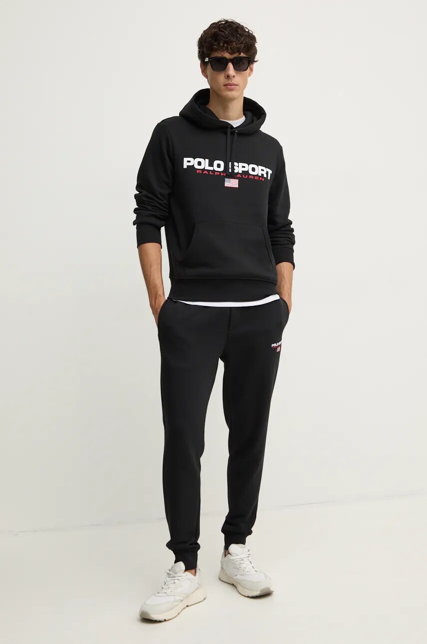 Кофта Polo Ralph Lauren чоловіча колір білий з капюшоном з принтом 710938447