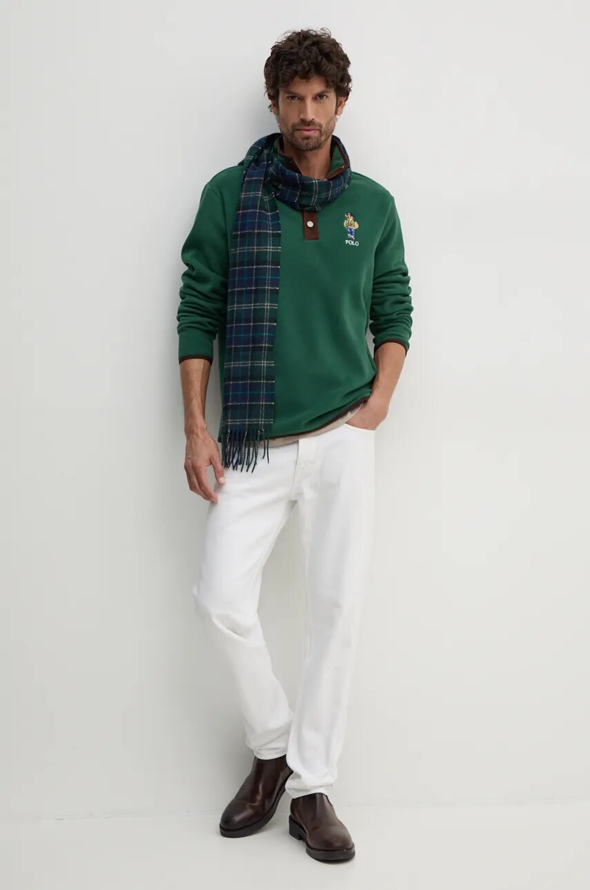 Флісова кофта Polo Ralph Lauren колір зелений з аплікацією