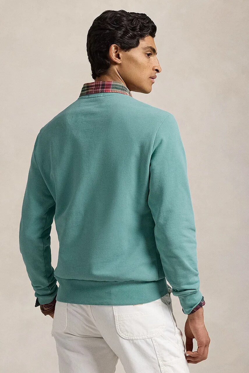 Бавовняна кофта Polo Ralph Lauren чоловіча колір зелений однотонна