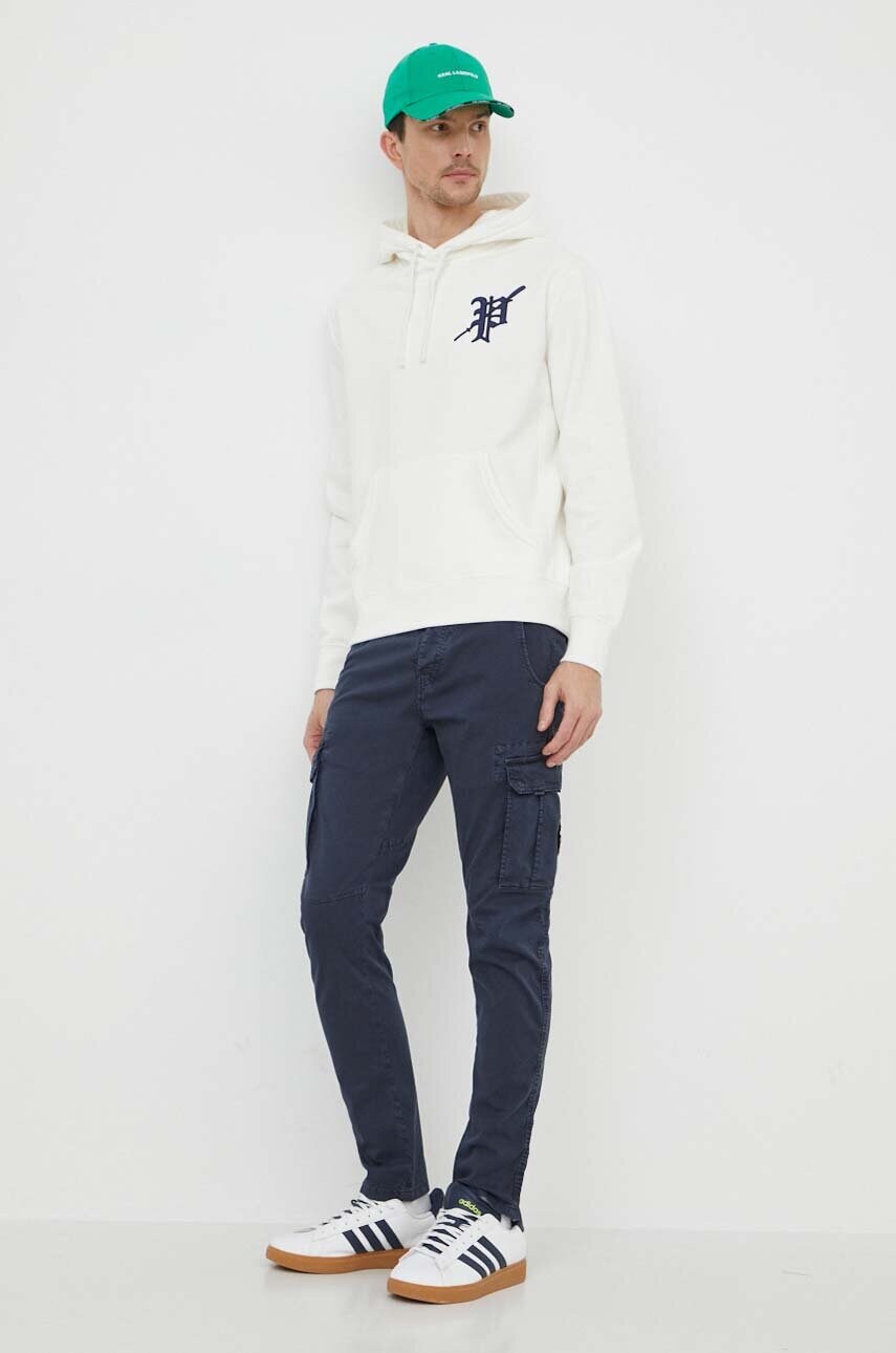 Кофта Polo Ralph Lauren чоловіча колір білий з капюшоном з аплікацією