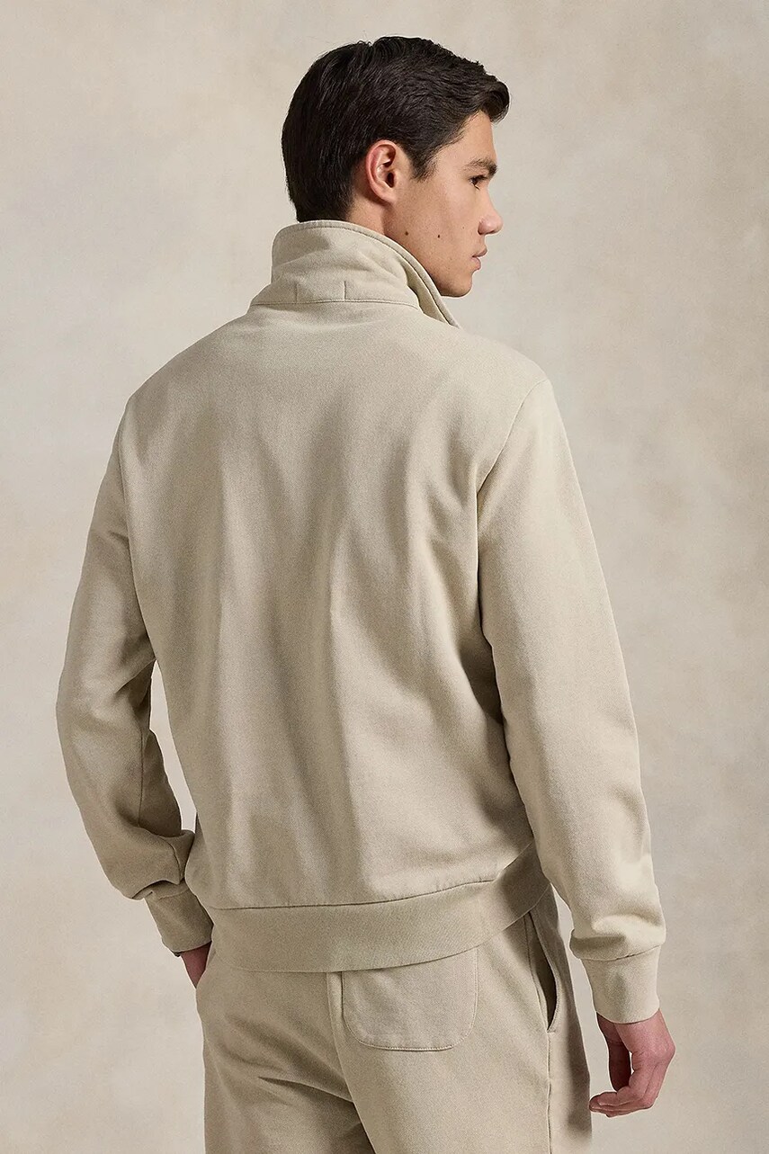 Бавовняна кофта Polo Ralph Lauren чоловіча колір бежевий однотонна 710934601