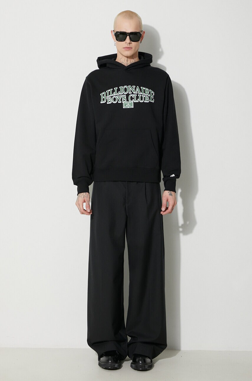 Бавовняна кофта Billionaire Boys Club Scholar Popover чоловіча колір чорний з капюшоном з принтом B23434