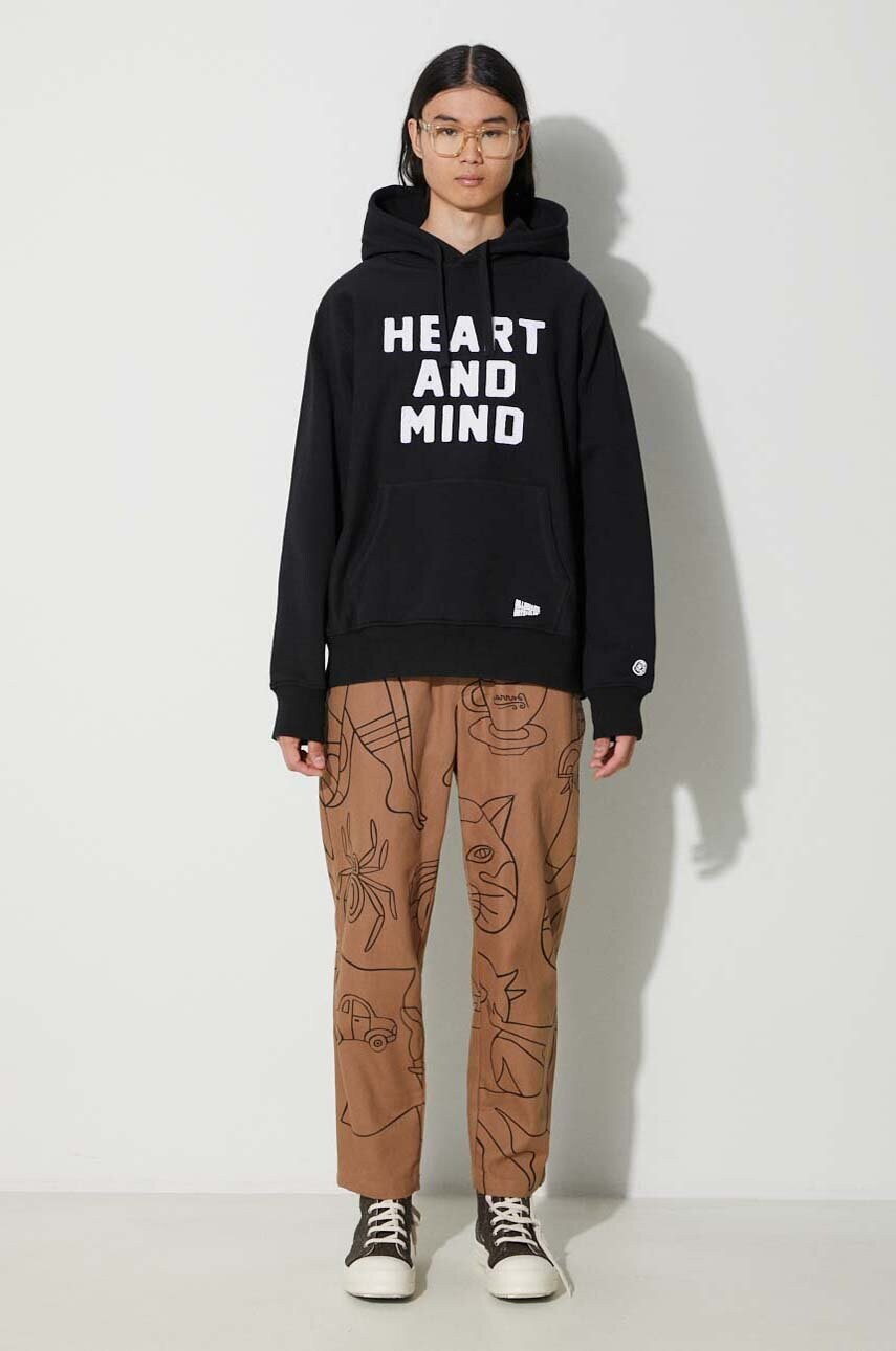 Бавовняна кофта Billionaire Boys Club Heart and Mind Popover чоловіча колір чорний з капюшоном з аплікацією B23433