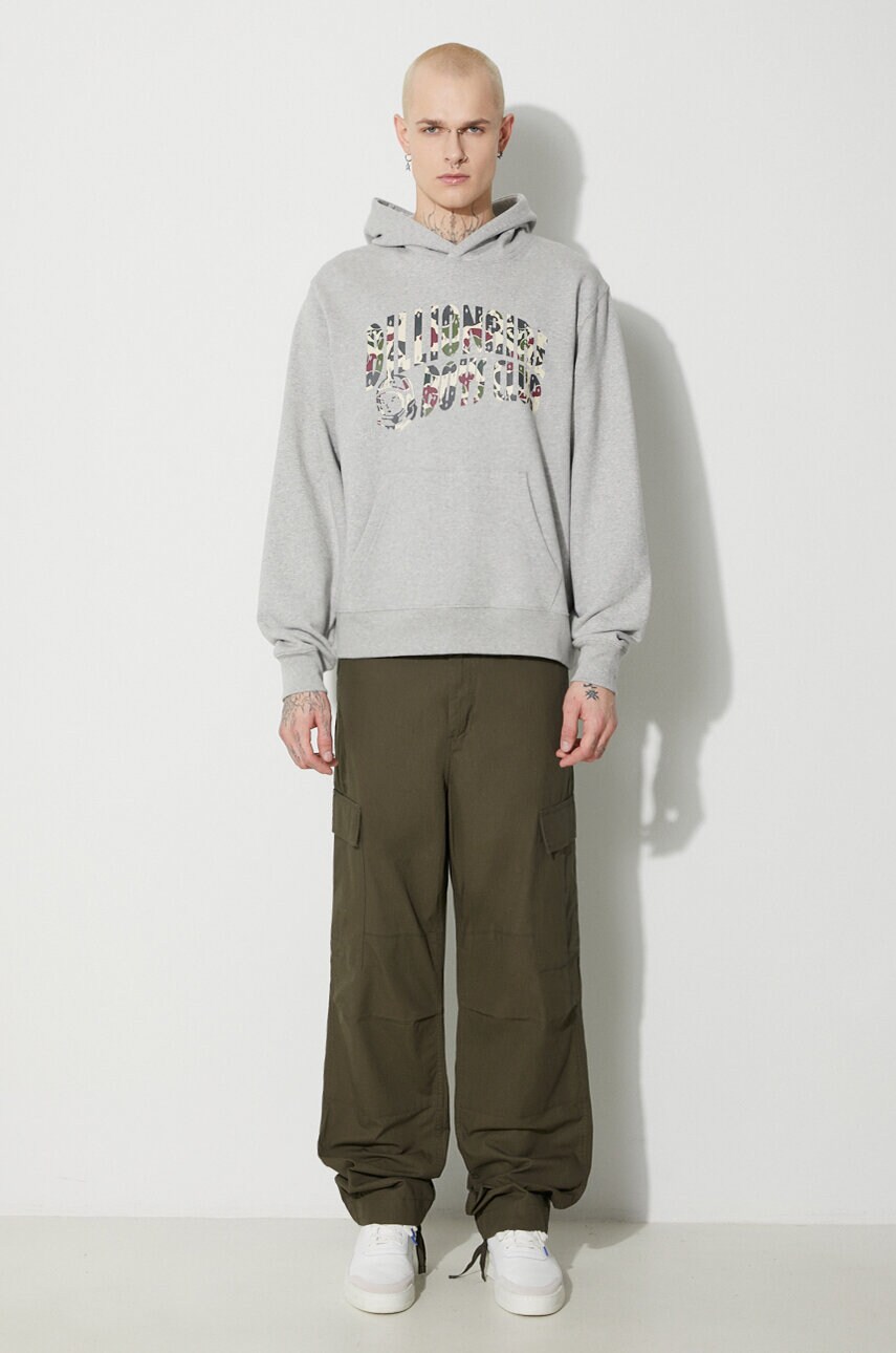 Бавовняна кофта Billionaire Boys Club Duck Camo Arch Logo Popover чоловіча колір сірий з капюшоном з принтом B23432
