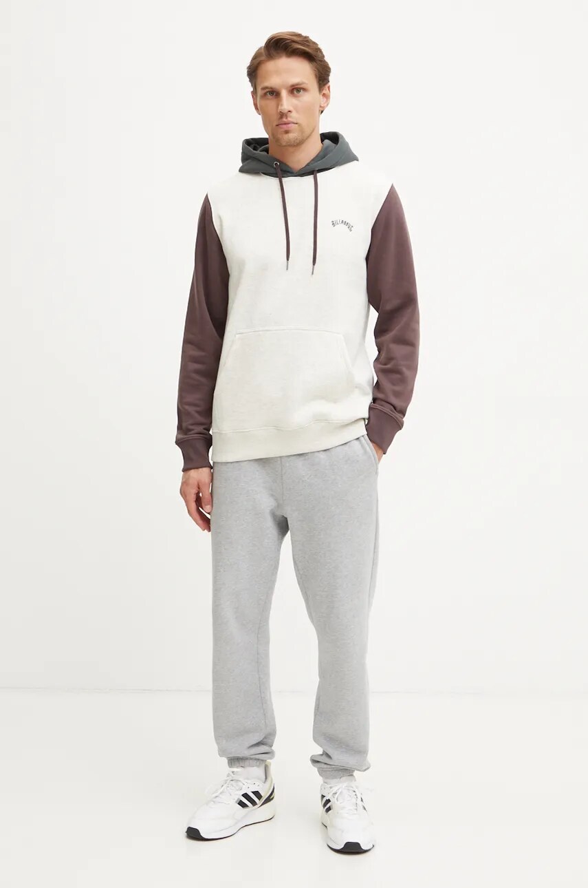 Кофта Billabong чоловіча колір бежевий з капюшоном з аплікацією