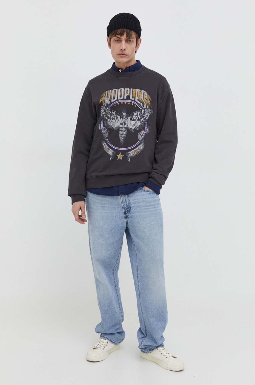 Бавовняна кофта The Kooples чоловіча колір сірий з принтом