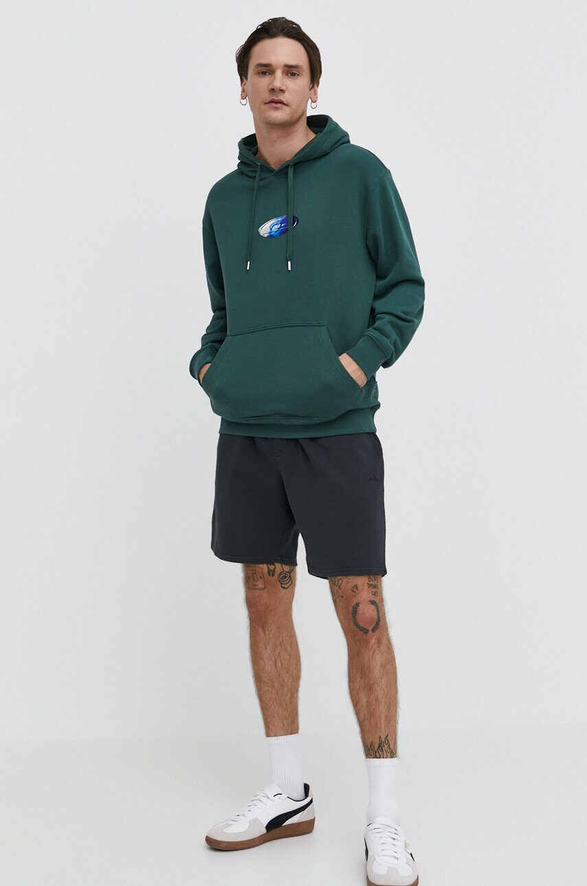 Кофта Quiksilver чоловіча колір зелений з капюшоном з принтом