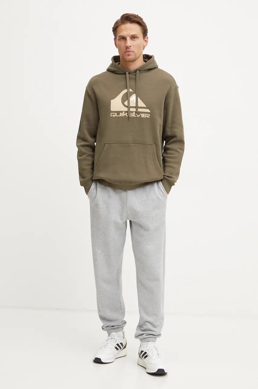 Кофта Quiksilver чоловіча колір зелений з капюшоном з принтом
