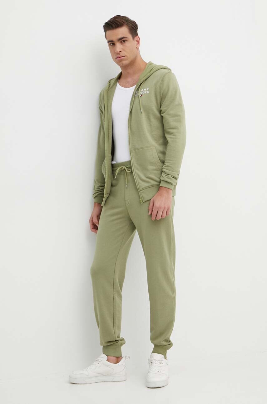 Кофта Tommy Hilfiger чоловіча колір зелений з капюшоном однотонна UM0UM02879
