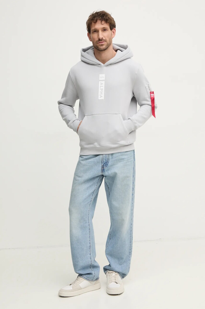 Кофта Alpha Industries PP Hoody чоловіча колір чорний з капюшоном з принтом 146338