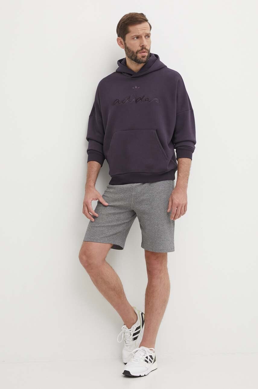 Кофта adidas Originals чоловіча колір фіолетовий з капюшоном з аплікацією IT7501