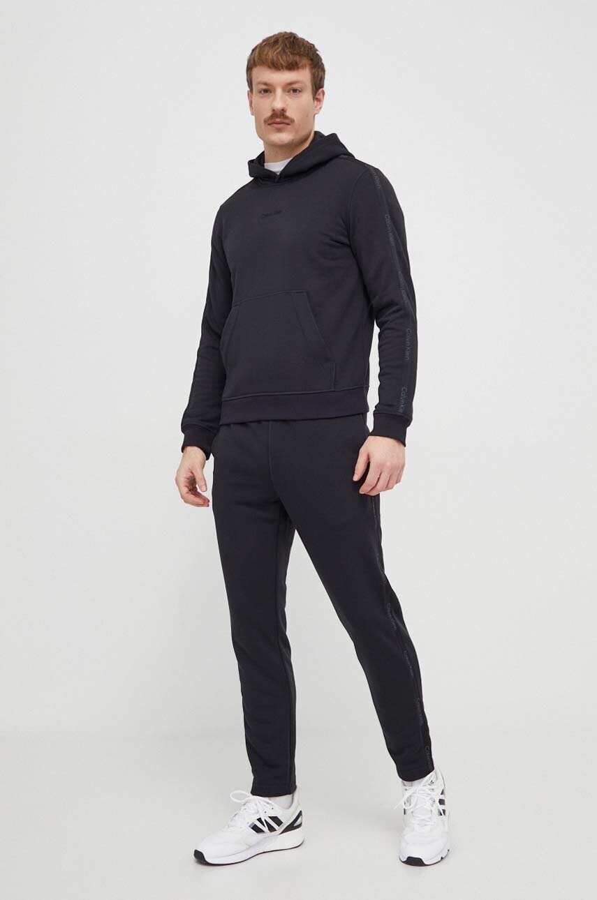 Тренувальна кофта Calvin Klein Performance колір чорний з капюшоном однотонна
