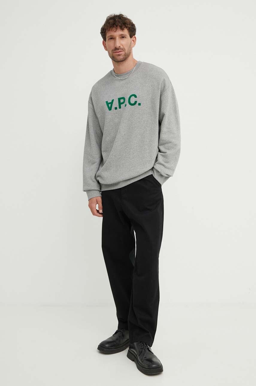 Бавовняна кофта A.P.C. Sweat Eliot чоловіча колір сірий з принтом COFDX.H27836.PLB