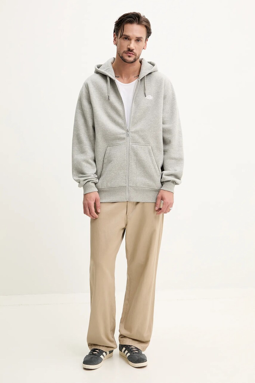Кофта Dickies SUMMERDALE ZIP THROUGH чоловіча колір сірий з капюшоном однотонна DK0A4YQA