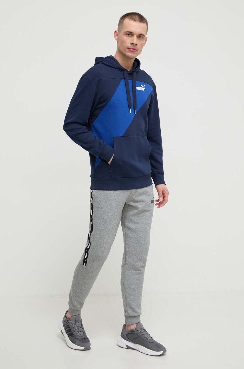 Кофта Puma чоловіча колір синій з капюшоном візерунок