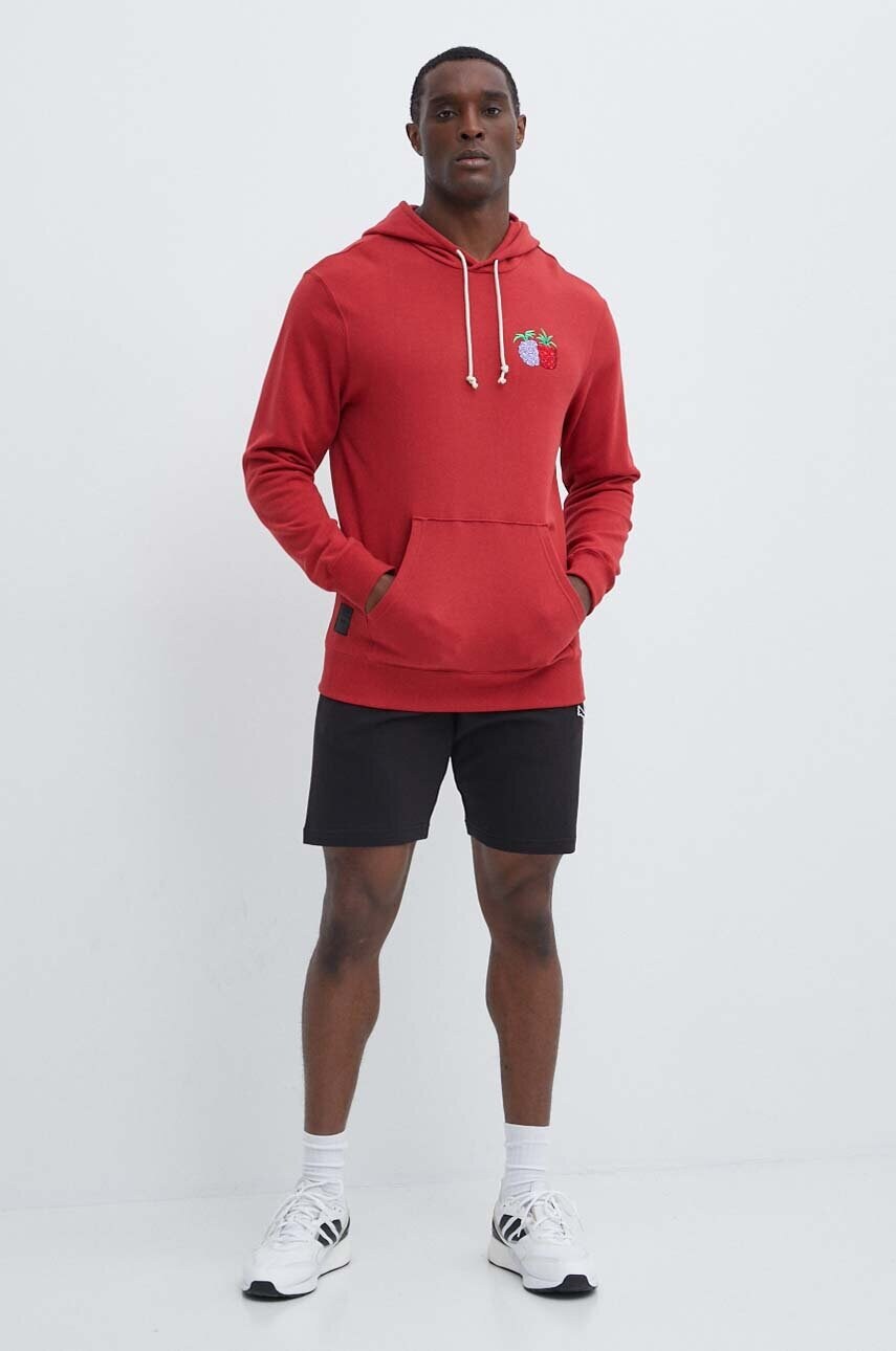 Бавовняна кофта Puma PUMA X ONE PIECE чоловіча колір червоний з капюшоном з принтом 624666