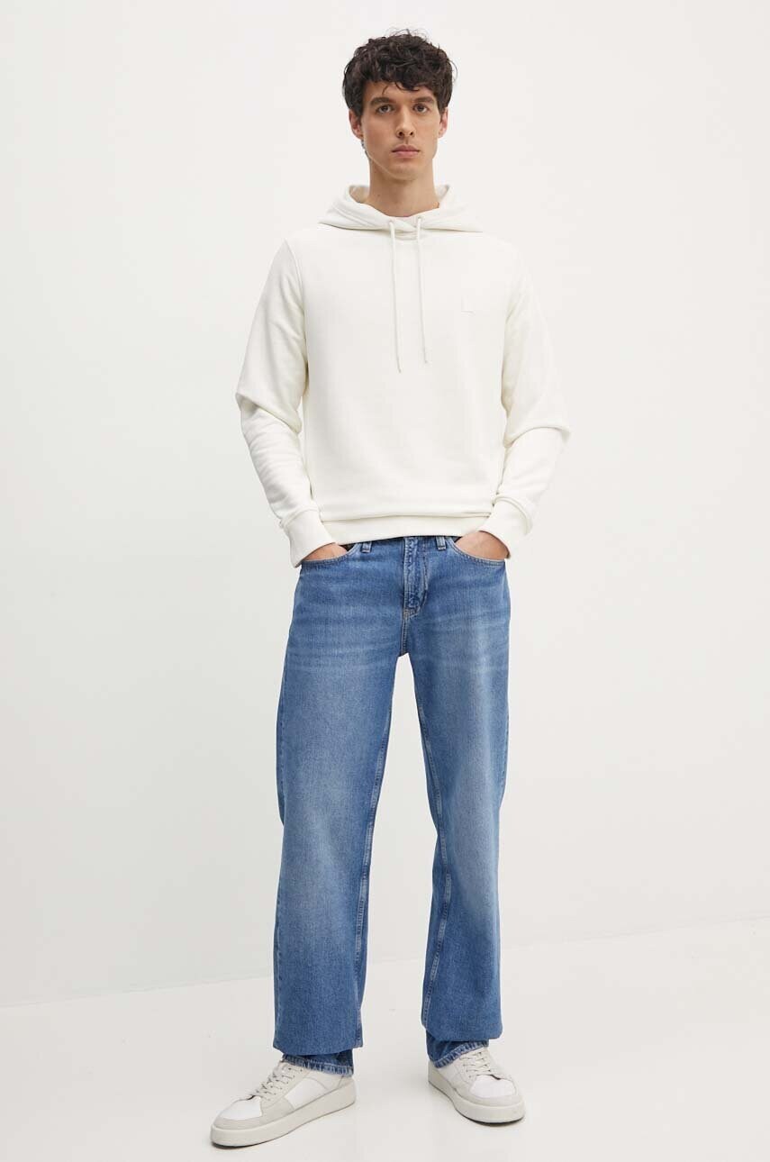 Кофта Calvin Klein Jeans чоловіча колір білий з капюшоном однотонна J30J325149
